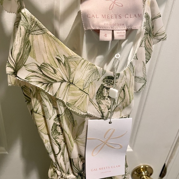 NWT Gal Meets Glam Cheryl Green Tropical Print Dress - Size 4 - Picture 8 of 11